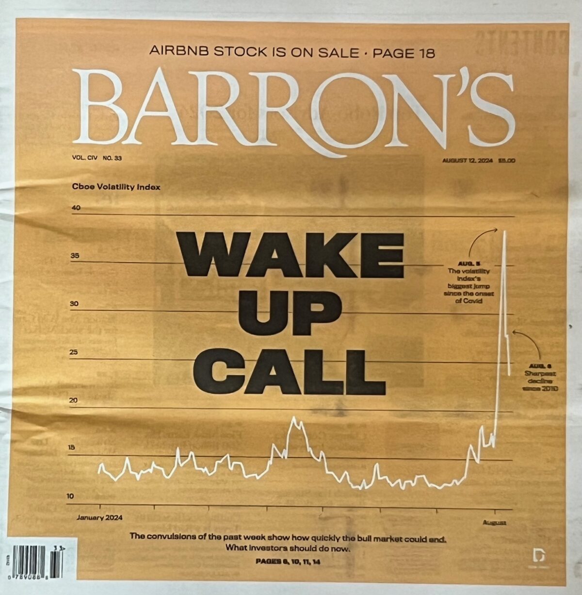 Cover of Barron's the weekend following the Aug 5 volatility event